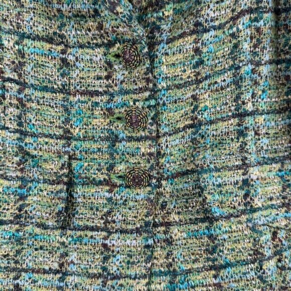 St John Knit Jacket Blazer Green Plaid Woven Women's EUC Approx Sz 4 Old Money - Picture 4 of 8